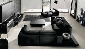 Living room black modern furniture