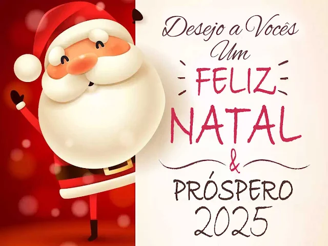 Cartão do Papai Noel de Natal e Feliz 2025 para whatsapp