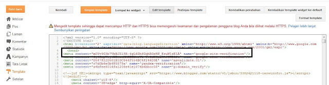 Cara Verifikasi Blog ke Google Webmaster tools