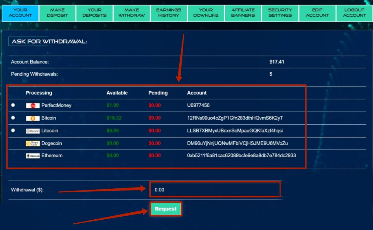 Вывод средств в Tradecoins 2