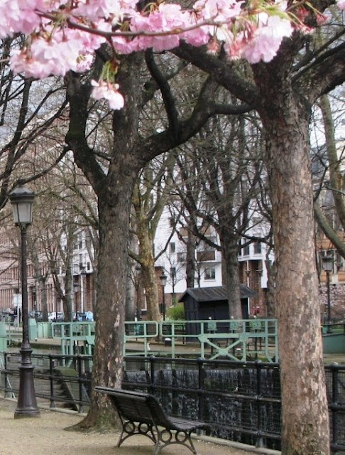 Bench by the  canal Saint-martin in Paris.