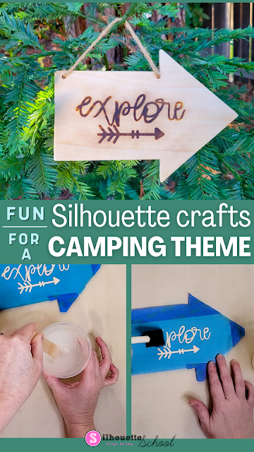 silhouette 101, silhouette america blog, wood signs, wood burning, camping theme