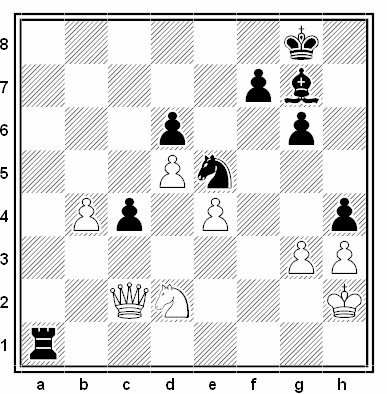 Posición de la partida de ajedrez Murray Chandler - Paul E. Littlewood (Campeonato de la Commonwealth de 1985, Londres)