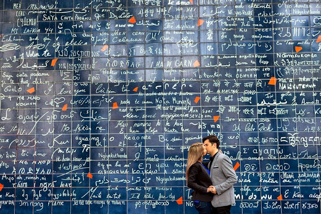 Le mur des je t'aime wall in Paris, France