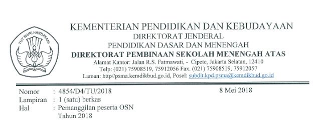 Finalis Osn Tingkat Nasional Jenjang Sma 2018