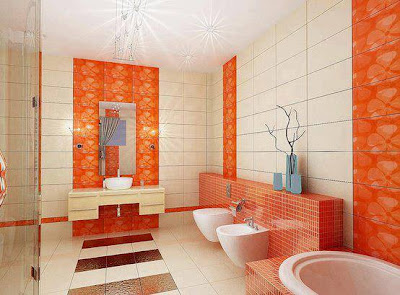 <img alt="salle de bain en blanc & orange "