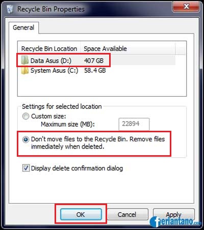 Cara Agar File Yang Dihapus Tidak Masuk Ke Recycle Bin - Feriantano.com