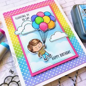 Sunny Studio Stamps: Floating By Sunny Sentiments Frilly Frame Dies Spring Showers Birthday Card by Lynn Put