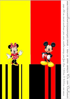 Minnie and Mickey in Red, Free Printable Candy Bar Labels.