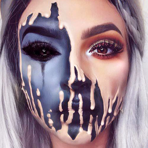 Maquillajes de Halloween terroríficos: cara derretida