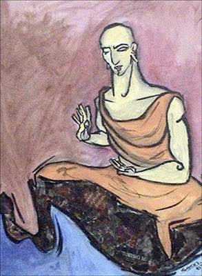 sarandeep grover, buddha, acrylics on canvas