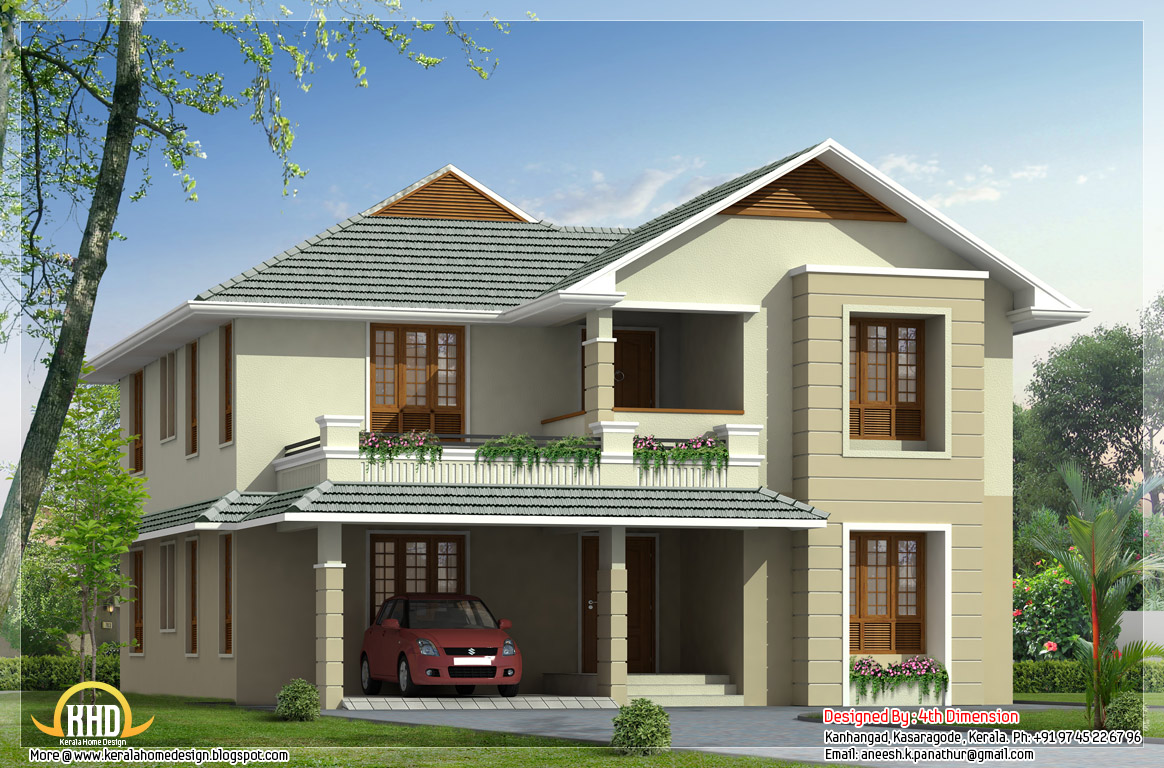  2500  sq  ft  double floor Sloping roof house  Kerala  home  