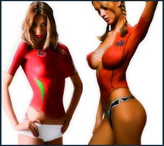 very hot body painting girls football