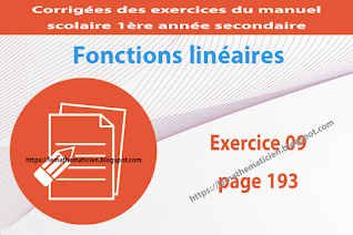 Exercice 09 page 193 - Fonctions linéaires