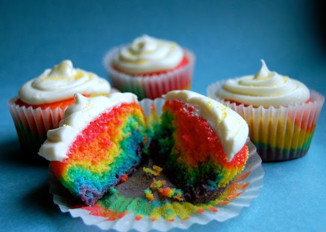 Rainbow Cupcakes - Do your students have summer birthdays? During the school year you can celebrate their half birthday so they don't feel left out!