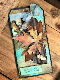 Sara Emily Barker Saturday Showcase Faux Bark and Leaf Tutorial for The Funkie Junkie Boutique #wendyvecchi #makeartblendabledyeink #timholtz #sizzixalterations #stampersanonymous