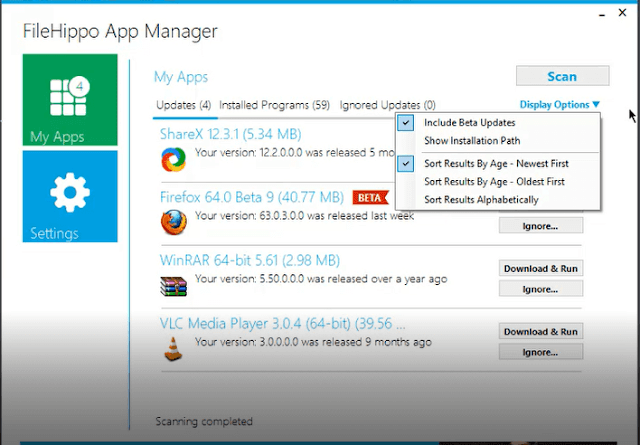 برنامج Filehippo App Manager