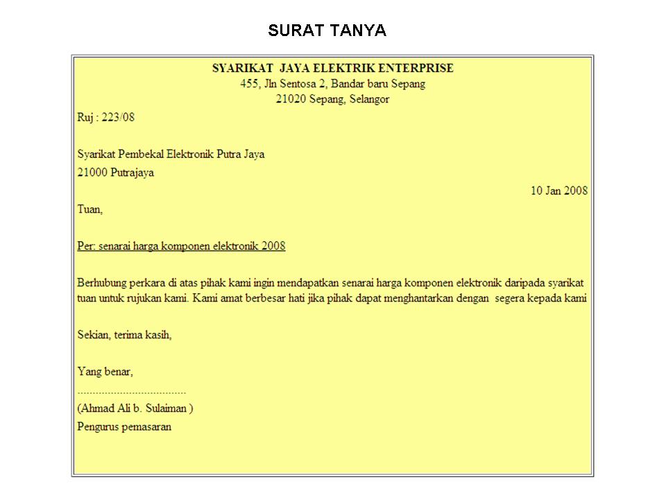 KHB - ERT: Surat Tanya