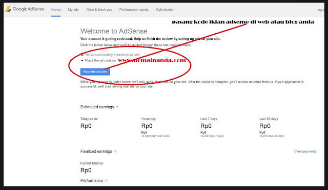 Cara Mudah 2 hari daftar google adsense langsung cepat di terima