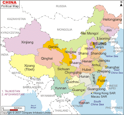 Carte de la Chine Departement