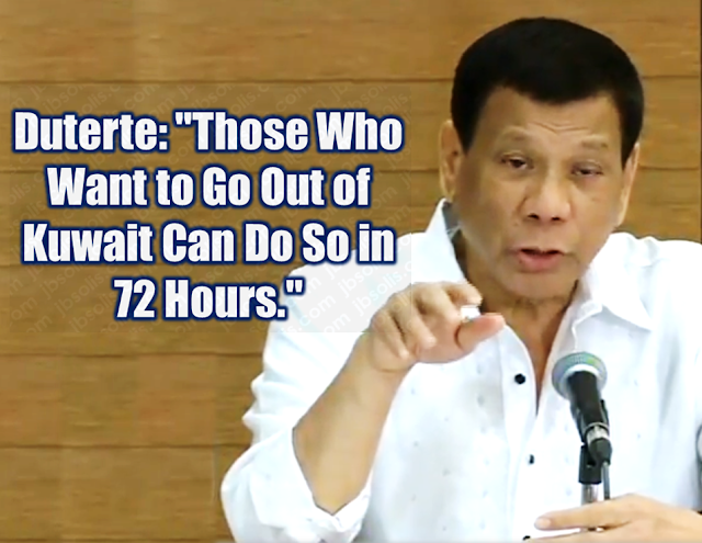 President Rodrigo Duterte  was furious about the latest report of death of a Filipino woman who was found inside a freezer in an abandoned flat in Kuwait, saying he is ready to take “drastic measures” to prevent further loss of lives among overseas Filipino workers (OFWs) in Kuwait and other Gulf nations.  “The Filipino is no slave to anyone, anywhere and everywhere,” Duterte said in a press conference in his home city of Davao.  “Every unlawful physical injury inflicted on an OFW is an injury I personally bear as the head of this republic. Every abuse committed to an OFW is an affront against us as a sovereign nation.”  Duterte could not hold back his anger after reading the news about the death of Joanna Daniela Demafelis, whose body was found inside a freezer at an abandoned apartment in Kuwait.    “I was reading this report complete with pictures sa eroplano. P****g i*a. Hindi ko masikmura,” he said.     “It is totally unacceptable. Kung wala rin ako magagawa sa Pilipino, wala din akong silbi.”    Duterte again stressed he does not want a quarrel with oil-rich Arab nations, but he begged the governments of these countries to ensure that Filipino workers in the Middle East are treated humanely.    “What are you doing to my countrymen? And if I were to do it to your citizens here, would you be happy?” Duterte asked.    “Is there something wrong with your culture? Is there something wrong with the values?”    In view of this development, the ban on the deployment of OFWs to Kuwait enforced last month stays indefinitely, Duterte said.  Sponsored Links  "Everyone who wants to come home, I said to [Labor Secretary Silvestre Bello III], those who want to be repatriated, with or without money, I will ask PAL (Philippine Airlines) and Cebu Pacific to provide the transpo[rtation]. I want them out of the country, those who want to go out, in 72 hours," said Duterte, who had earlier threatened to withdraw all OFWs in Kuwait.    The President recently met with Kuwait Ambassador to the Philippines Saleh Ahmad Althwaikh and was invited to visit the Gulf state.  The meeting between Duterte and the Kuwaiti envoy took place just as news about Demafelis’ death broke.  More than 250,000 Filipinos work in Kuwait, the Department of Foreign Affairs estimates, most of them as domestic helpers. There are also large numbers in the United Arab Emirates, Saudi Arabia and Qatar.       Advertisements  Read More:  Body Of Household Worker Found Inside A Freezer In Kuwait; Confirmed Filipina  Senate Approves Bill For Free OFW Handbook    Overseas Filipinos In Qatar Losing Jobs Amid Diplomatic Crisis—DOLE How To Get Philippine International Driving Permit (PIDP)    DFA To Temporarily Suspend One-Day Processing For Authentication Of Documents (Red Ribbon)    SSS Monthly Pension Calculator Based On Monthly Donation    What You Need to Know For A Successful Housing Loan Application    What is Certificate of Good Conduct Which is Required By Employers In the UAE and HOW To Get It?    OWWA Programs And Benefits, Other Concerns Explained By DA Arnel Ignacio And Admin Hans Cacdac   ©2018 THOUGHTSKOTO  www.jbsolis.com   SEARCH JBSOLIS, TYPE KEYWORDS and TITLE OF ARTICLE at the box below