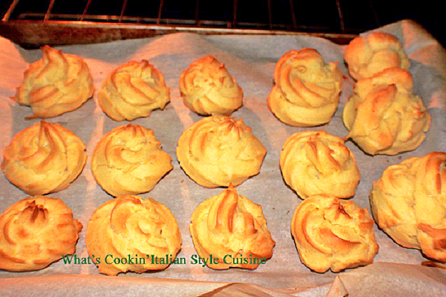 swirled cream puff baked dough using a cookie press