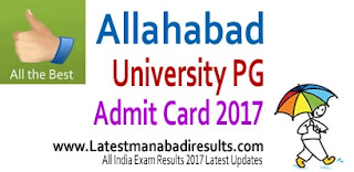 Allahabad University PG Admit Card 2017, Allahabad PG Admit Card 2017