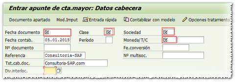 Ejemplo de campos obligatorios en SAP