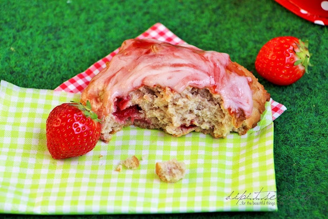 Strawberry Rhubarb Scones with Lemon Glaze 