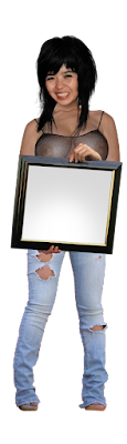 Girl with big boobs holding picture PNG clipart