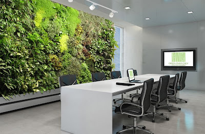 Green wall in conference room Picture