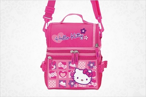 Hello Kitty Nylon School Lunch Box Bag Tote Black