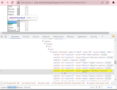 xpath in selenium using start with method