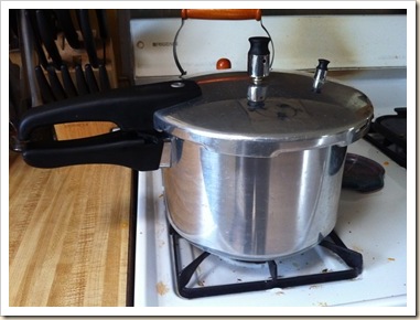 pressure cooker on stove