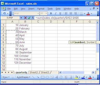 Excel 2003 Summing Cells From Different Workbooks