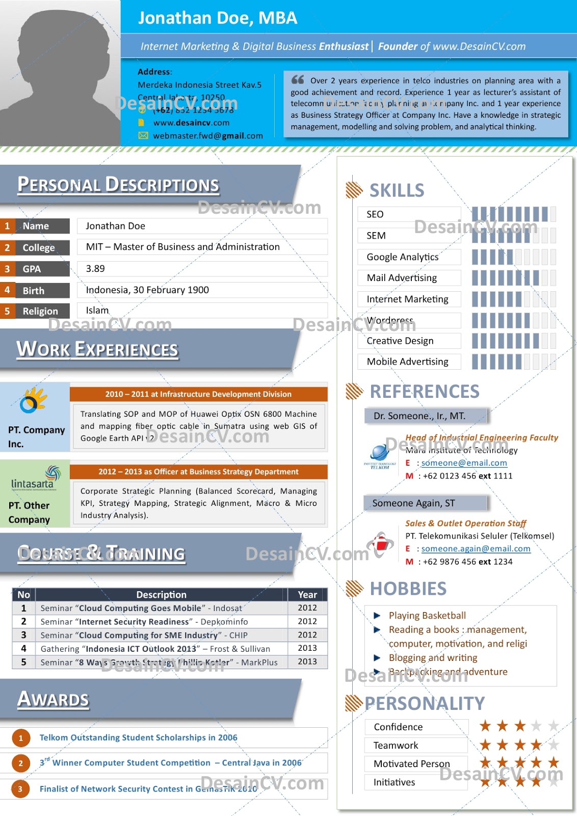 Contoh Template Cv Yang Menarik Images - Certificate 