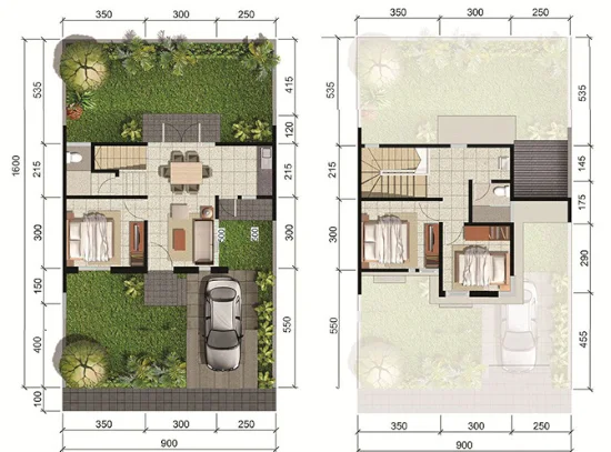kita kali ini ialah skema dengan ukuran lahan lebar  5 Denah rumah minimalis ukuran 9x16 meter 3 kamar tidur 2 lantai + tampak depan