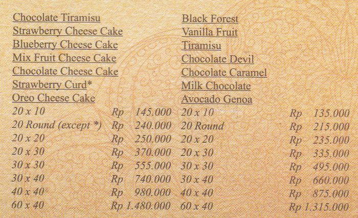 Harga Menu Kue The Harvest Terbaru 2017 Serta Alamat Outlet