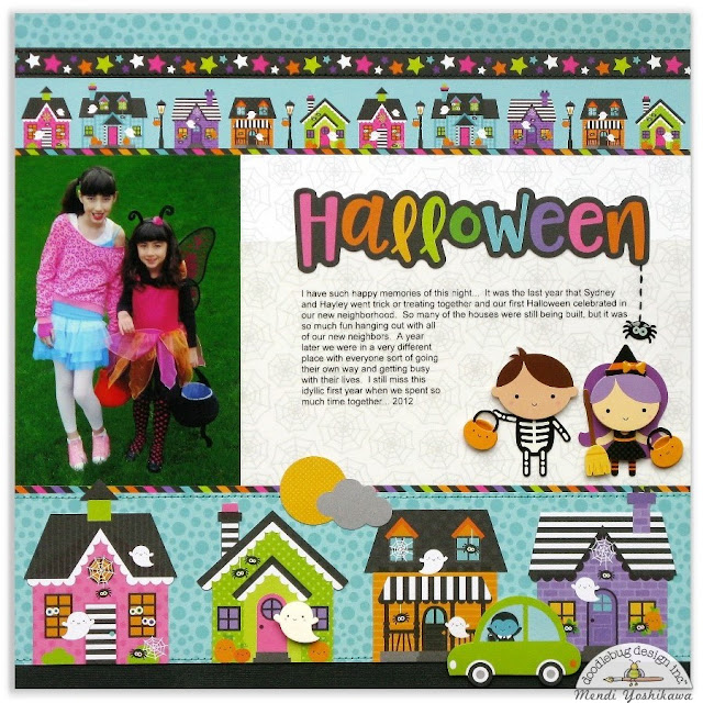 Doodlebug Design Booville Halloween Scrapbook Layout Page by Mendi Yoshikawa