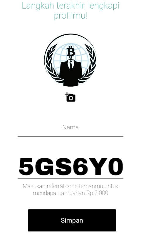 upload gambar, masukkan nama lengkap Anda, dan masukkan kode undangan (Invitation Kode): "5GS6Y0" (tanpa petik) dan pilih "Simpan".