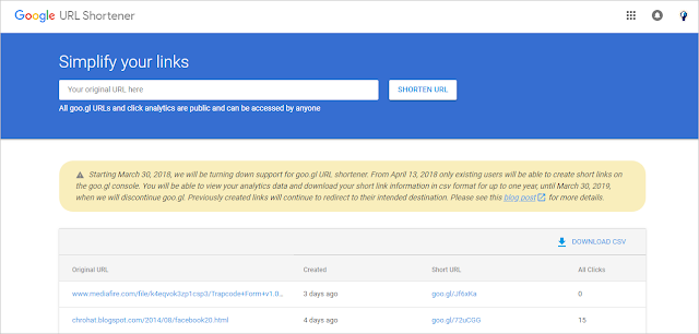  اعلنت جوجل اليوم عن توقف دعمها لخدمة اختصار الروابط goo.gl 