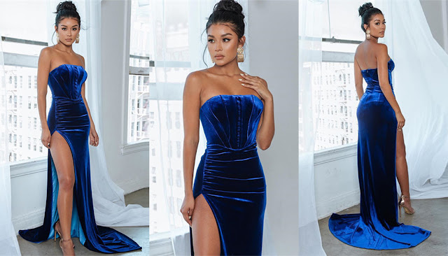 Strapless Royal Blue Evening Gown