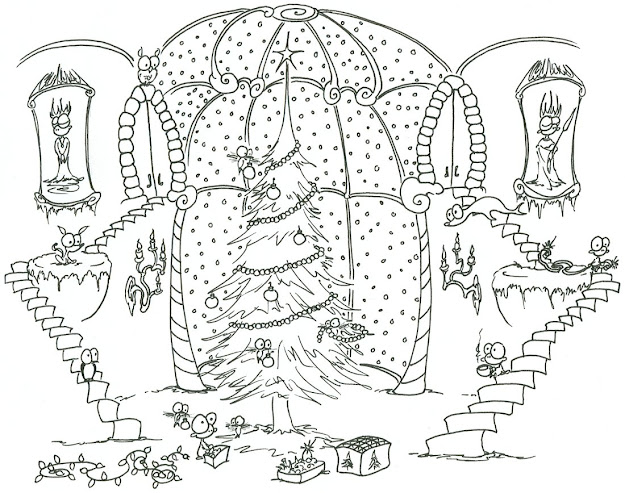 Detailed Coloring Pages For Adults Monkeys Decorating Christmas On Christmas  Tree Coloring Pages For Adults