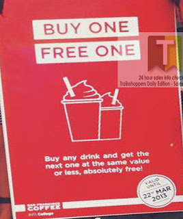 Buy 1 FREE 1 at San Francisco Coffee INTI College 2013