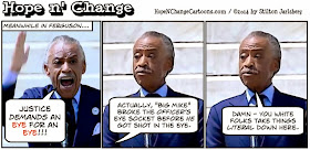 hope n' change, hope and change, stilton jarlsberg, obama, obama jokes, cartoon, political, al sharpton, michael brown, ferguson, racism, eye for an eye