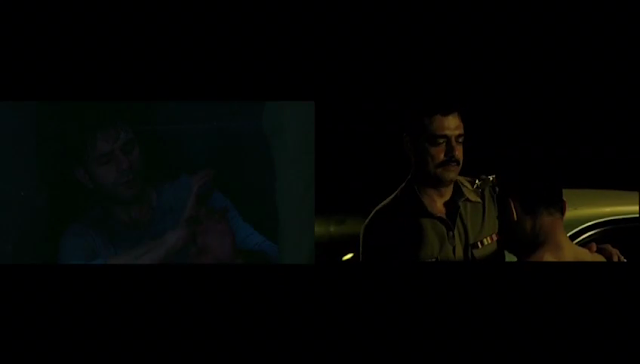 Left: Arjun Mathur gets abused in Made in Heaven; Right: Rahul Bose forced on his knees by a police officer 