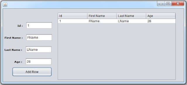 Java Add A Row To JTable From JTextfields