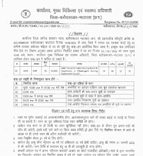 CG HEALTH ANM NURSE VACANCY 2022 | छत्तीसगढ़ स्वास्थ्य विभाग जिला बलौदाबाजार में एएनएम नर्स के 55 पदों की वेकेंसी