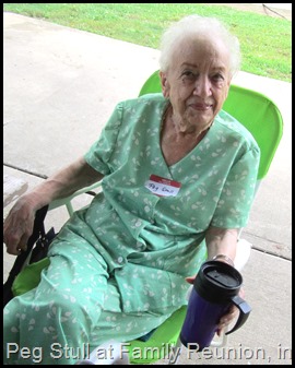 Peg Stull, 2013, enjoying Weber Kuhn Family Reunion