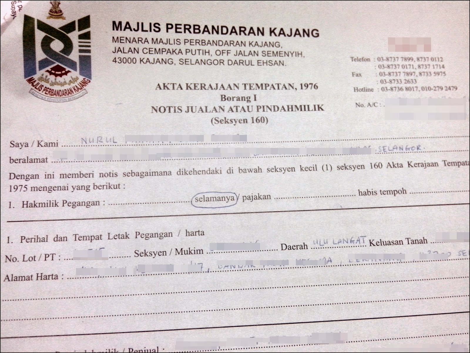 Little Nurul's Diary: Cara tukar nama TNB, SYABAS ,Cukai 